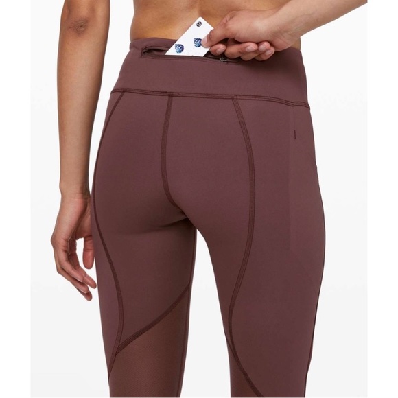 LULULEMON Pace Rival Crop *22" Running Workout Leggings in Cherry Cola Size 2 - Picture 7 of 16